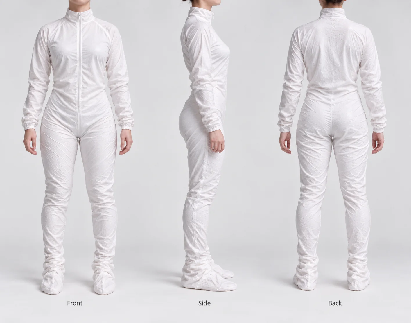 Front, side and back views of the MIUF Wearable Body Mask